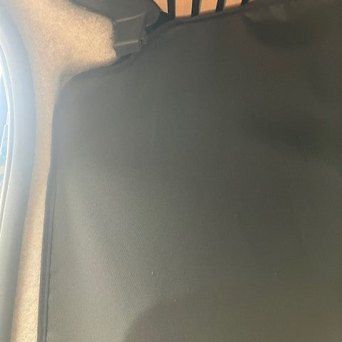 Top edge of the KabinKurtain fitted in a Ford Transit Custom, no tools required
